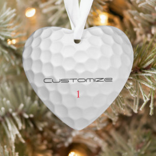 Golf Ball with Personalized Text and Number Ornament