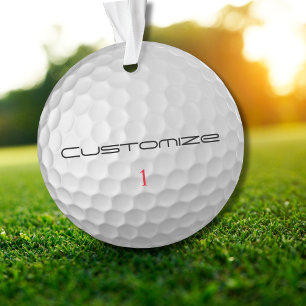 Golf Ball with Personalized Text and Number Ornament