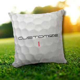 Golf Ball with Personalized Text and Number Throw Pillow