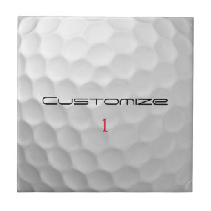 Golf Ball with Personalized Text and Number Tile