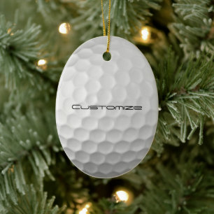 Golf Ball with Personalized Text Ceramic Ornament