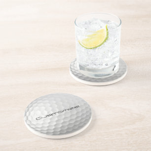 Golf Ball with Personalized Text Coaster