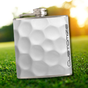 Golf Ball with Personalized Text Hip Flask