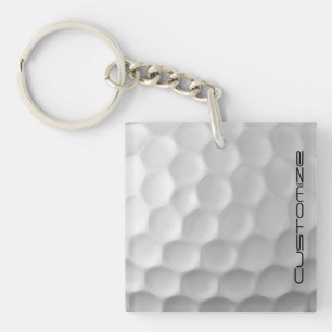 Golf Ball with Personalized Text Keychain