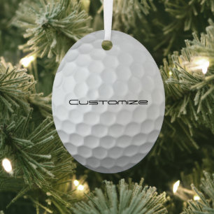 Golf Ball with Personalized Text Metal Ornament