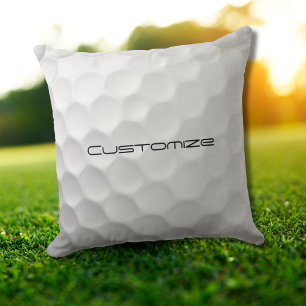 Golf Ball with Personalized Text Throw Pillow