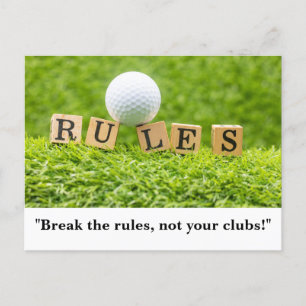 Golf Ball  with RULES funny saying for golfer Postcard