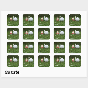 Golf Ball with Santa Claus on Green for Christmas Square Sticker