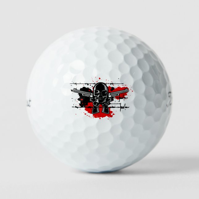 Golf Ball with skull and cross guns . (Front)