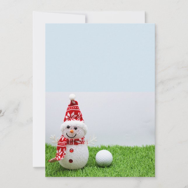 Golf ball with Snowman are for Golfer's Christmas Invitation (Front)
