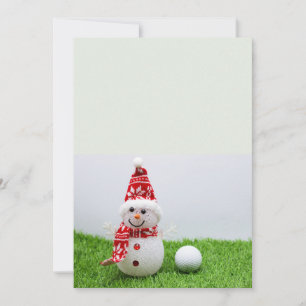 Golf ball with Snowman  golfer Christmas Holiday Card