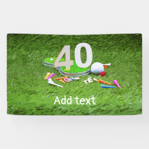 Golf ball with tee for 40th years birthday banner
