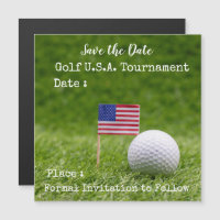 Golf ball with U.S.A. flag on green grass