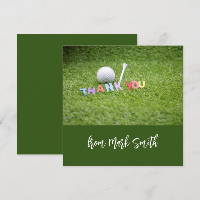 Golf Ball with word Thank you for Golfer  Card (Front/Back)