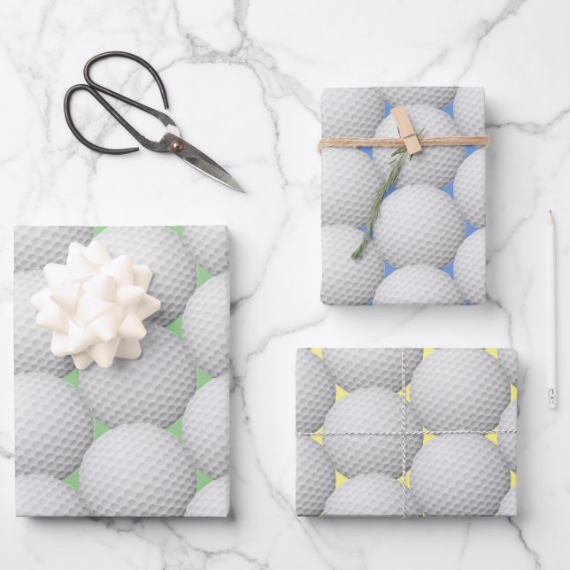 Golf Balls Abstract Design Wrapping Paper Set (Front)