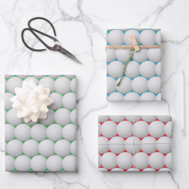 Golf Balls Abstract Design Wrapping Paper Sheets (Front)