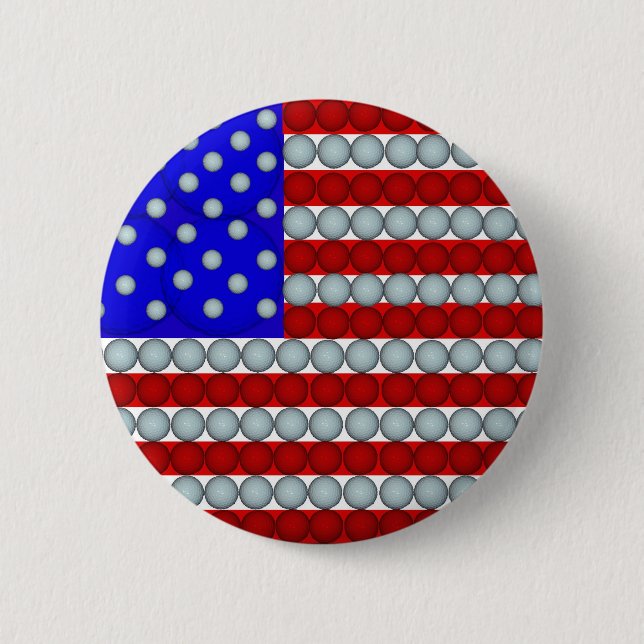 Golf Balls American Flag Round Button (Front)