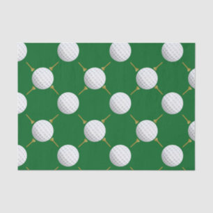 Golf balls and Tees on Green Tissue Paper