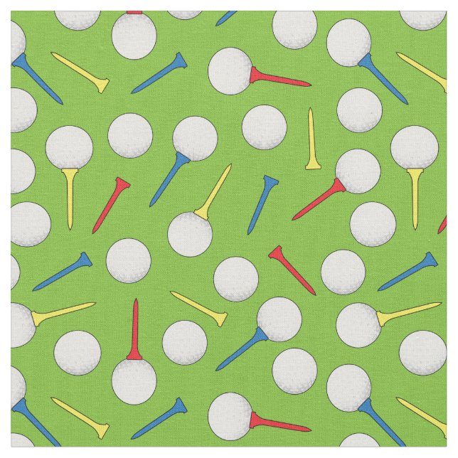 Golf Balls and Tees Pattern on Green Fabric (Close Up)