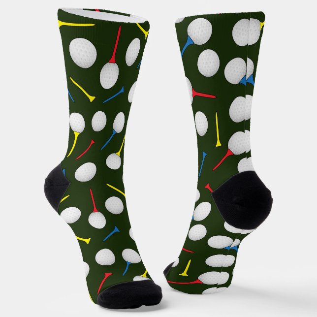 Golf Balls and Tees Patterned Golfing Socks (Angled)