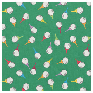 Golf Balls and Tees Print Fabric