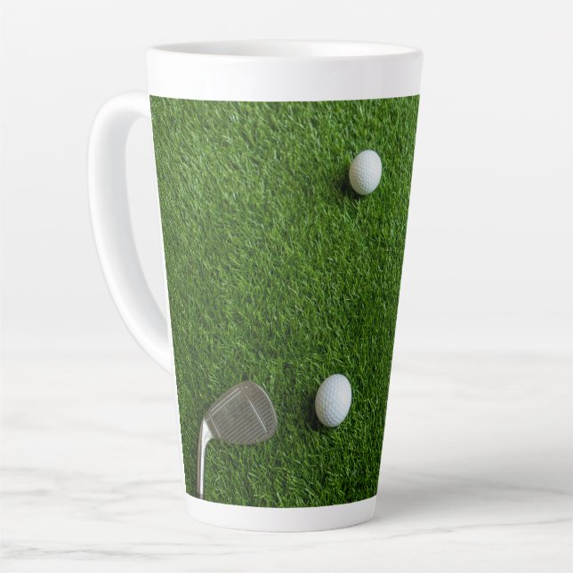 Golf Balls are on green grass Latte Mug (Left Angle)
