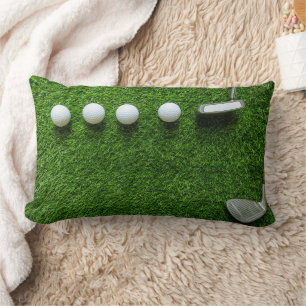Golf Balls are on green grass Lumbar Pillow