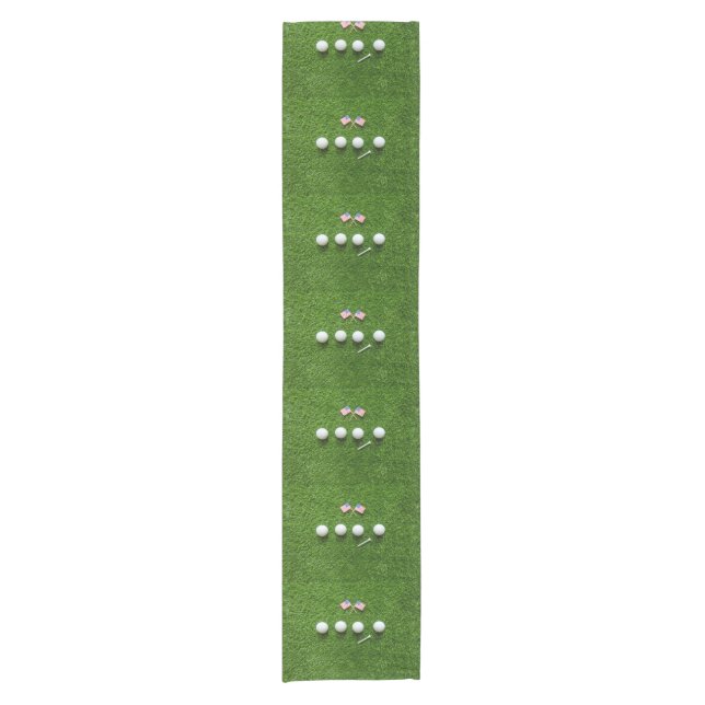Golf Balls are on green grass Short Table Runner (Front)