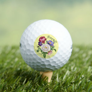 GOLF BALLS - Colourful Floral Bouquet Design