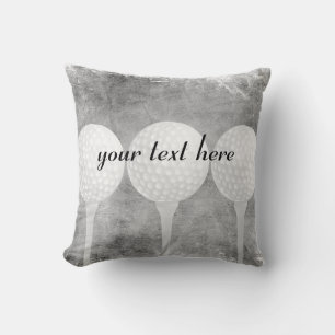 golf balls distressed grey add text golfers custom throw pillow