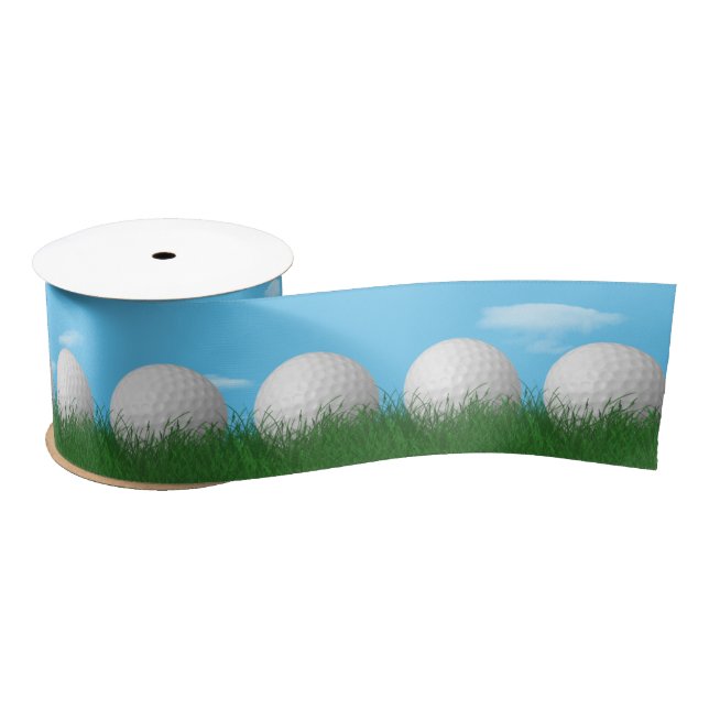 Golf Balls In Grass Satin Ribbon (Spool)