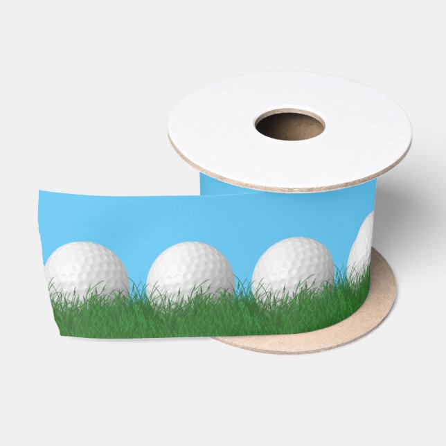 Golf Balls In Grass Satin Ribbon (Spool)