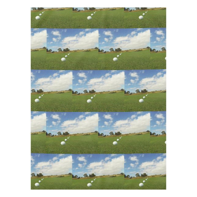 Golf Balls Lined Up To Flag, Tablecloth (Front)