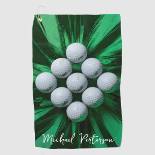 Golf Balls on Green Abstract Background Towel