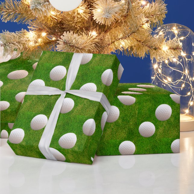 Golf Balls on Green Grass Wrapping Paper (Holidays)
