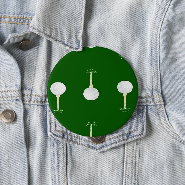 Golf balls pattern on green 4 inch round button (In Situ)