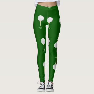 Golf balls pattern on green leggings
