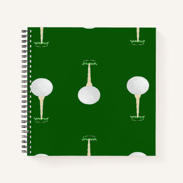 Golf balls pattern on green notebook (Front)