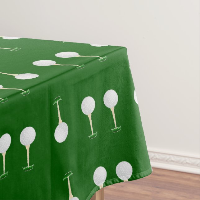 Golf balls pattern on green tablecloth (In Situ)