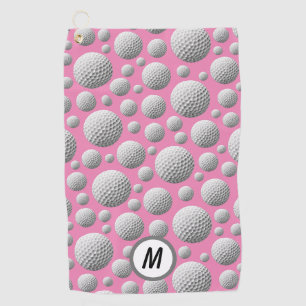 Golf Balls Pink Monogram Golf Towel