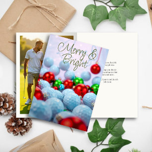 Golf Balls & Shiny Ornaments • Family Photo Holiday Card