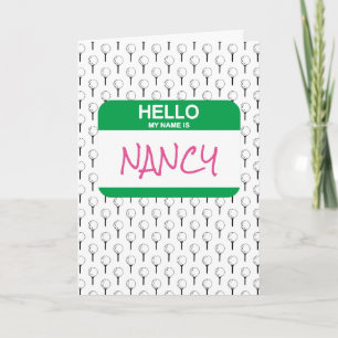 Golf Balls Tees Nametag NAME Modern Golfing Fun Card
