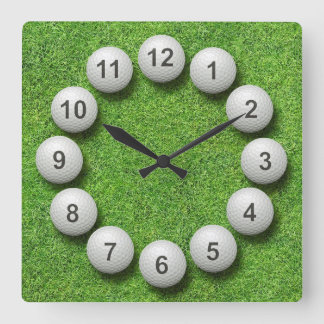 Golf Balls Timepiece Square Wall Clock