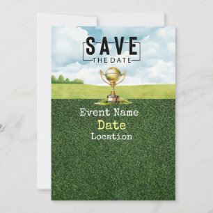 Golf balls with putter Save the Date Minimal Invitation