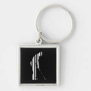 GOLF BAR CODE Golfer Golfing Sports Pattern Design Keychain