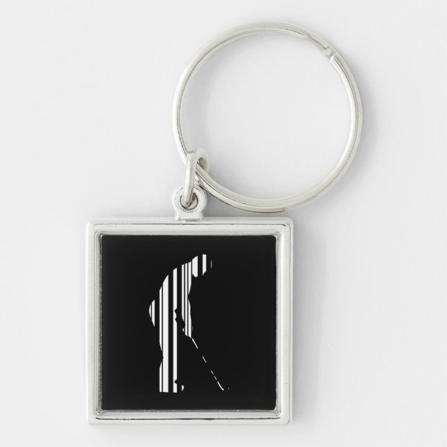 GOLF BAR CODE Golfer Golfing Sports Pattern Design Keychain (Front)