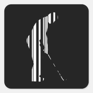 GOLF BAR CODE Golfer Golfing Sports Pattern Design Square Sticker