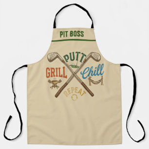 Golf BBQ Apron - Putt Grill Chill Repeat Funny