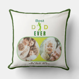 Golf Best Dad Ever Kids Family Photo Fathers Day Throw Pillow