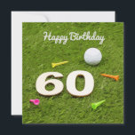 Golf Birthday Card 60th Birthday golf ball and tee<br><div class="desc">Golf Birthday Card 60th Birthday golf ball and tee</div>